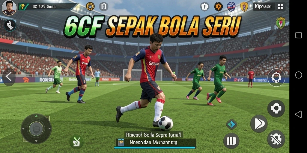 Tampilan gameplay seru di lapangan sepak bola 6CF.