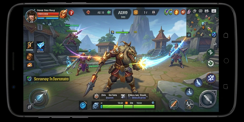 Screenshot gameplay ADI99 yang menunjukkan pertempuran strategi yang seru.