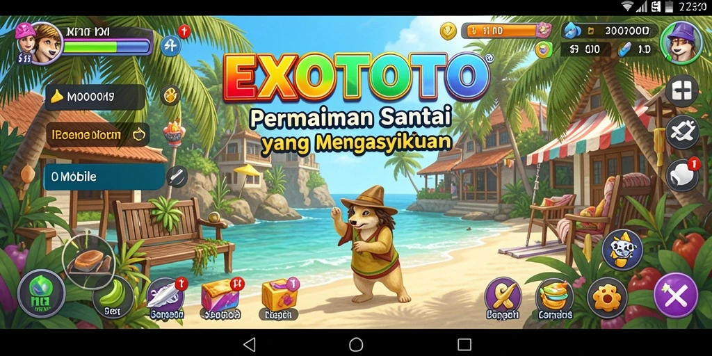 Tampilan gameplay captivating dari EXOTOTO yang penuh warna.