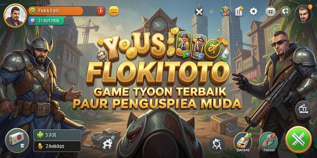 Tampilan gameplay menarik dari FLOKITOTO dengan elemen Tycoon.