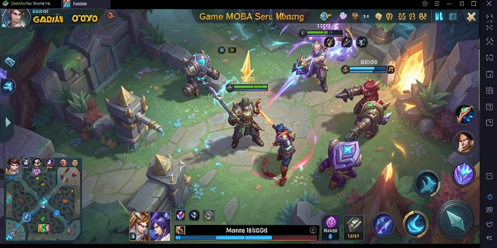 Tampilan gameplay seru GADAITOTO dalam arena pertarungan MOBA.