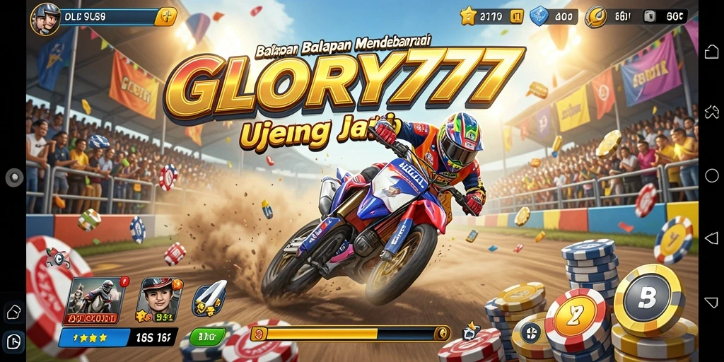 Tampilan gameplay balapan mendebarkan di GLORY777.