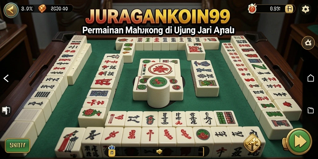 Tampilan gameplay <strong>JURAGANKOIN99</strong> menampilkan ubin Mahjong yang berwarna-warni dan desain menarik.