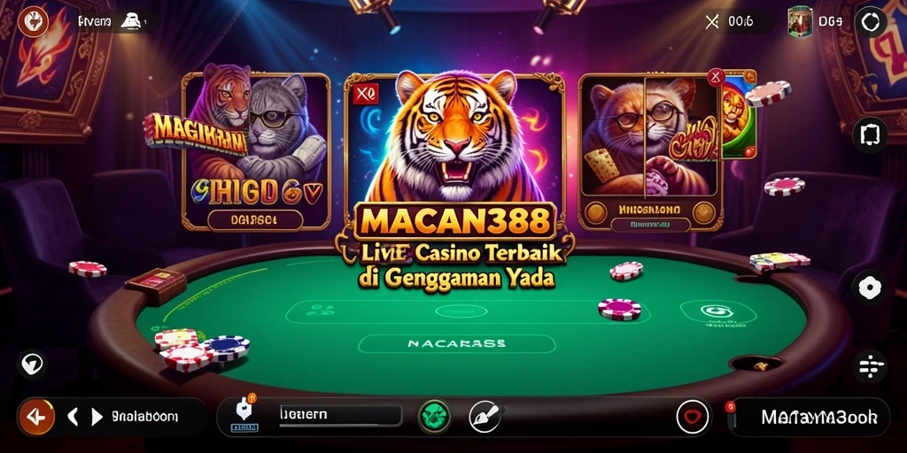 Screenshot gameplay Live Casino yang menampilkan dealer dan pemain berinteraksi.