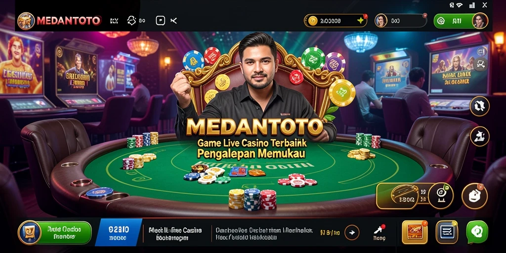 Screenshot gameplay Live Casino MEDANTOTO yang menampilkan dealer dan pemain.