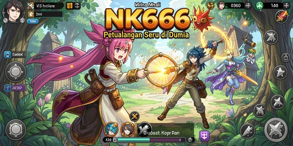 Screenshot gameplay NK666 menampilkan pertarungan seru karakter Anime.