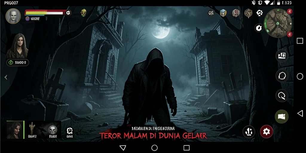 Screenshot PRG007 menampilkan karakter menjelajahi kegelapan.
