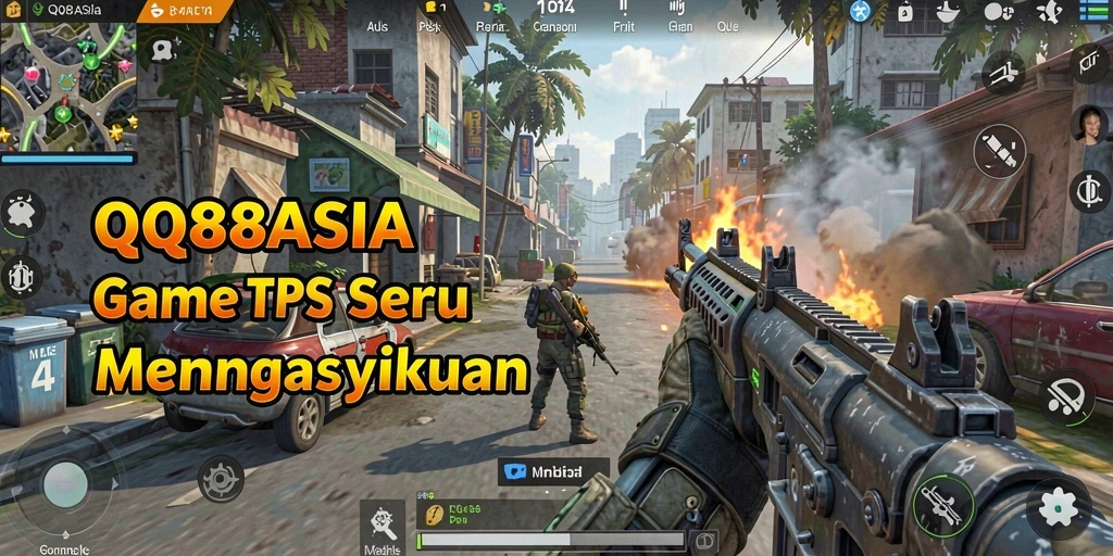 Tampilan gameplay seru dari QQ88ASIA dalam pertempuran TPS.