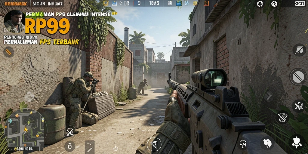 Screenshot gameplay RP99 menampilkan aksi tembak-menembak yang intens.